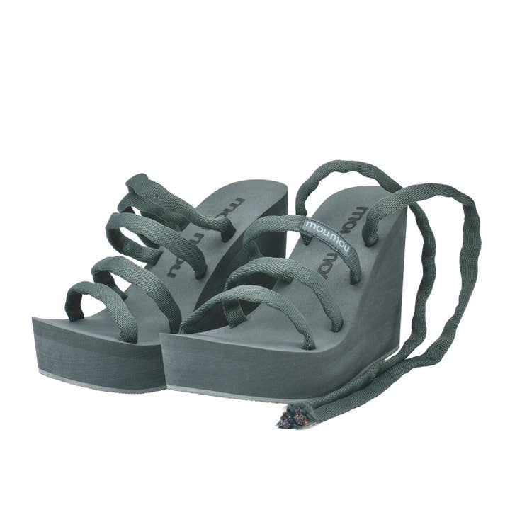 Mørkegrå med strenge for engroshandel hos mou mou sandals