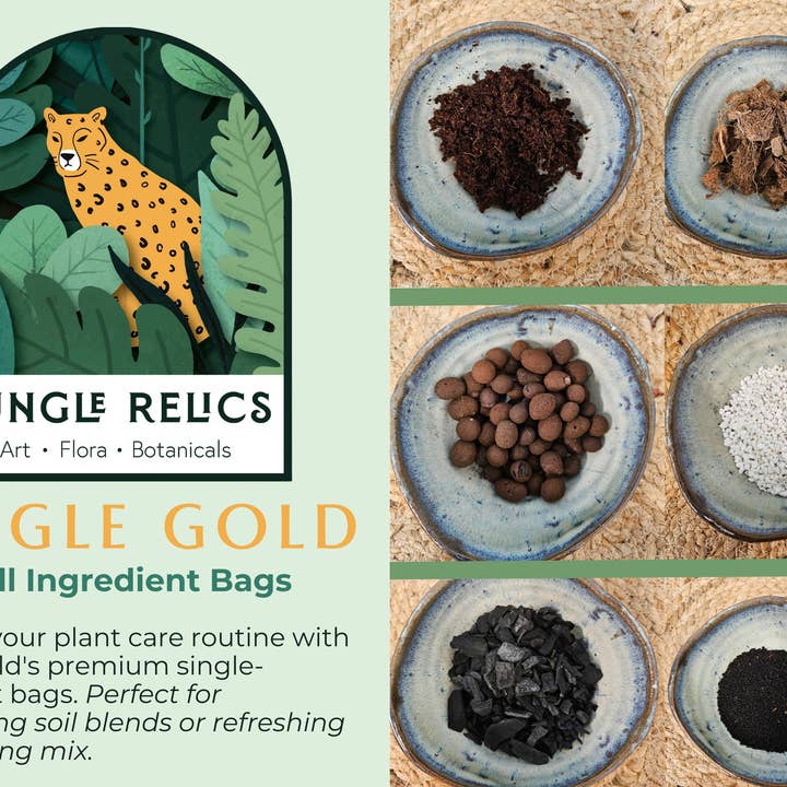 Jungle Gold Plant Care Essentials - Small Ingredient Bags and other Purchase Wholesale premium potting mix. Free Returns & Net 60 Terms on Faire trending on Faire.