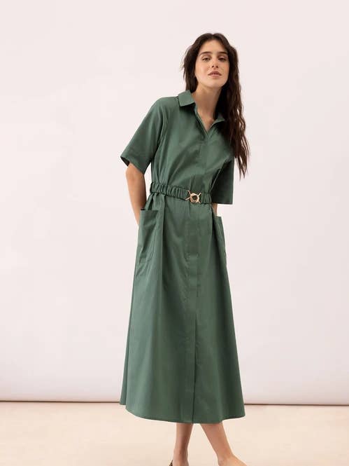Lanidor - Wholesale Dress - Women's - Shirt-Style Dress With Belt (405409-117)
