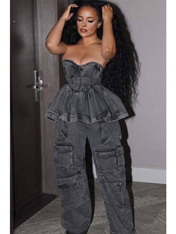 Queen Fashion - Wholesale Blouse - Women's - denim bustier top7