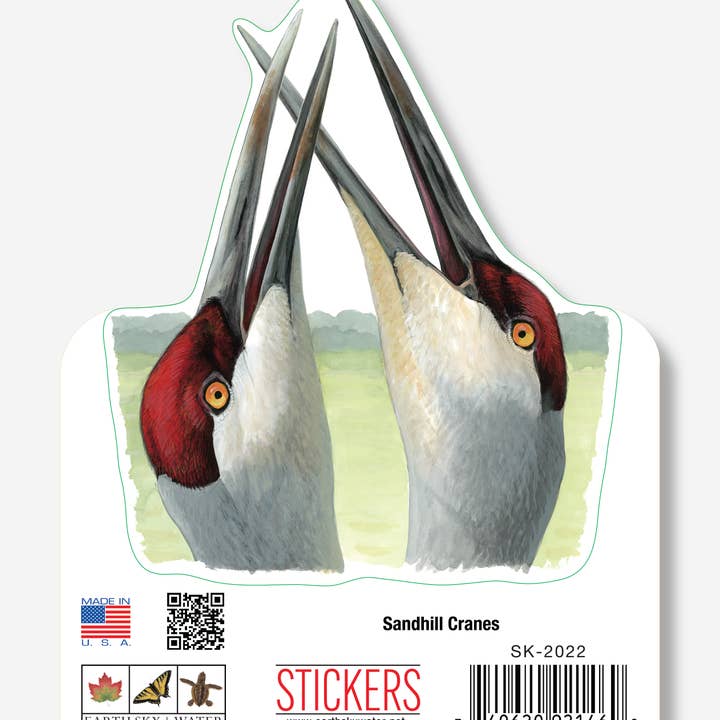 Sandhill Cranes Nature Sticker, 3.5" wide for wholesale by Earth Sky + Water