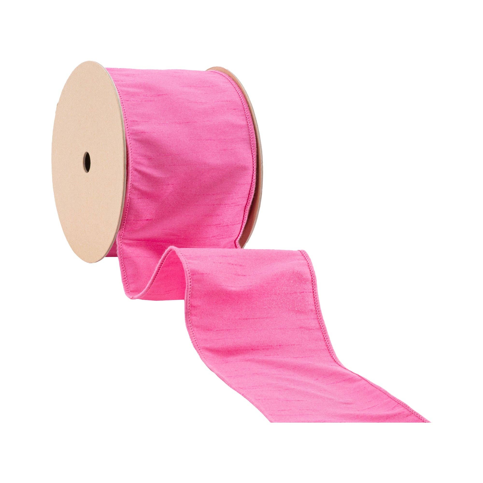 LA Ribbons Wholesale – Engroshandel Bånd – 4" Trådet Dupioni Bånd | Hot Pink | 10 Yard Rulle2