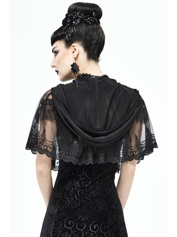 Western Fashion - Wholesale Cape - Women's - CA22 - Black lace hooded Cape2