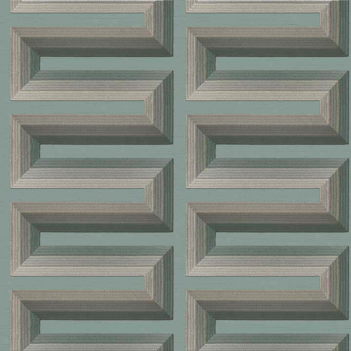 Embroidered Grecian Key Wallpaper for wholesale by Veer Decor