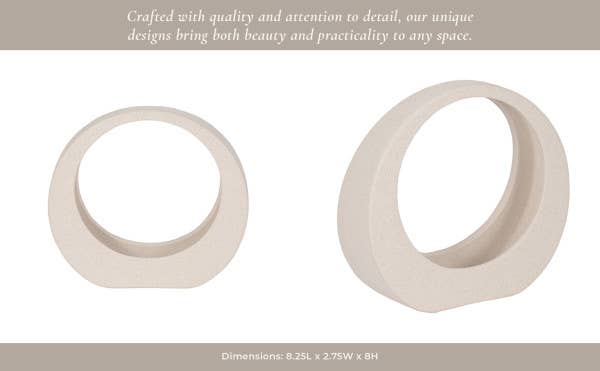 Sagebrook Home - Wholesale Tafelbladdecoratie - Keramisch Modern Cirkelvormig Decoratief Object - Wit, 8 in.12