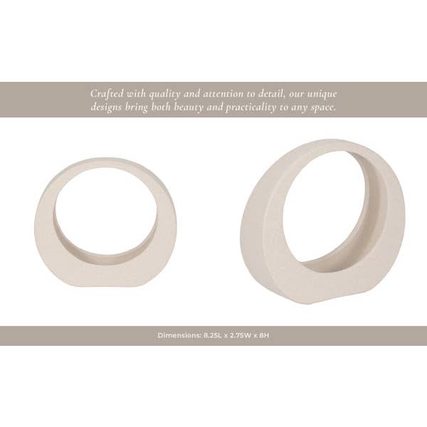 Sagebrook Home - Wholesale Tafelbladdecoratie - Keramisch Modern Cirkelvormig Decoratief Object - Wit, 8 in.12