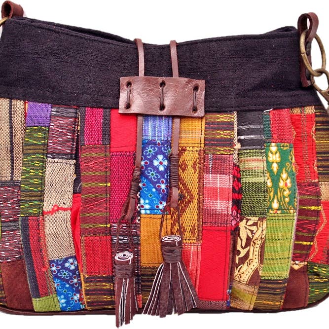 Corpo transversal ajustável artesanal da tribo Hill tribe Artisan Patchwork por atacado de Atlas Goods By Your Needs Company