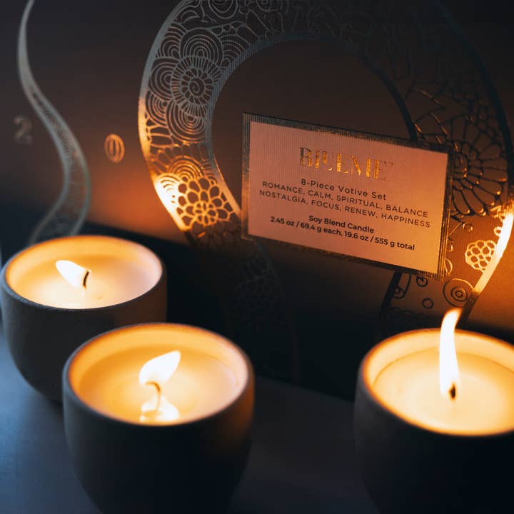 Blueme - Wholesale Jar/Filled Candle - 2025 Lunar New Year Collection - Year of the Snake | 8-Piece Travel Votive Candle Set