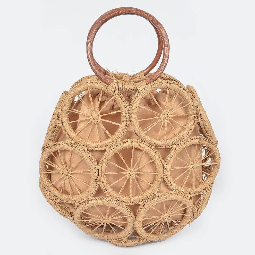 3AM BY H&D ACCESSORIES – wholesale Tote bag – Women's – Faux Straw Round Tote Bag5