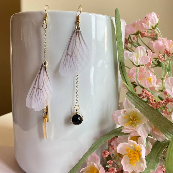 AtsknskRealFlower - Wholesale Dangle Earrings - Organza Fabric Butterfly Wings Earrings|Mother's Day Gifts