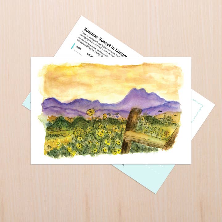 Colorado Mountain Sunset Art for wholesale by Coy Ink Studio