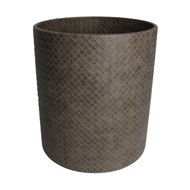 Runder Papierkorb Kunstleder braun Leder beschichtet 22xH28 für den Großhandel von Signature Home Collection GmbH