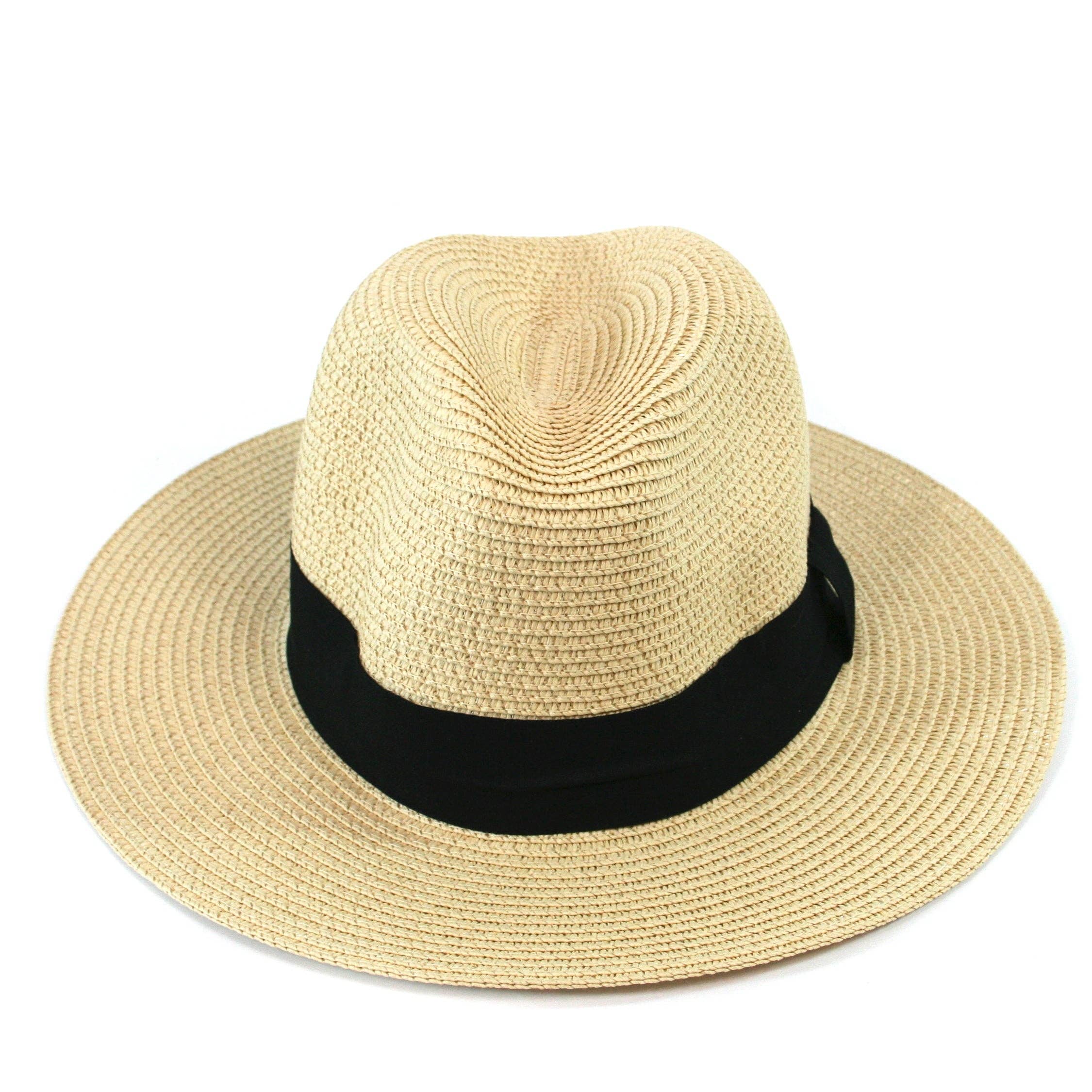 Black Ginger - Wholesale Straw Hat - Women's - Panama Style Foldable Sun Hat in Bag  - Medium (57cm)1