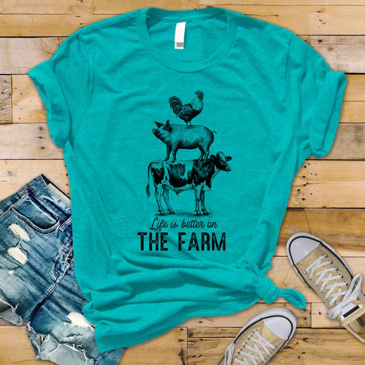 Life Is Better On The Farm T-Shirt for wholesale by Color Custom Prints
