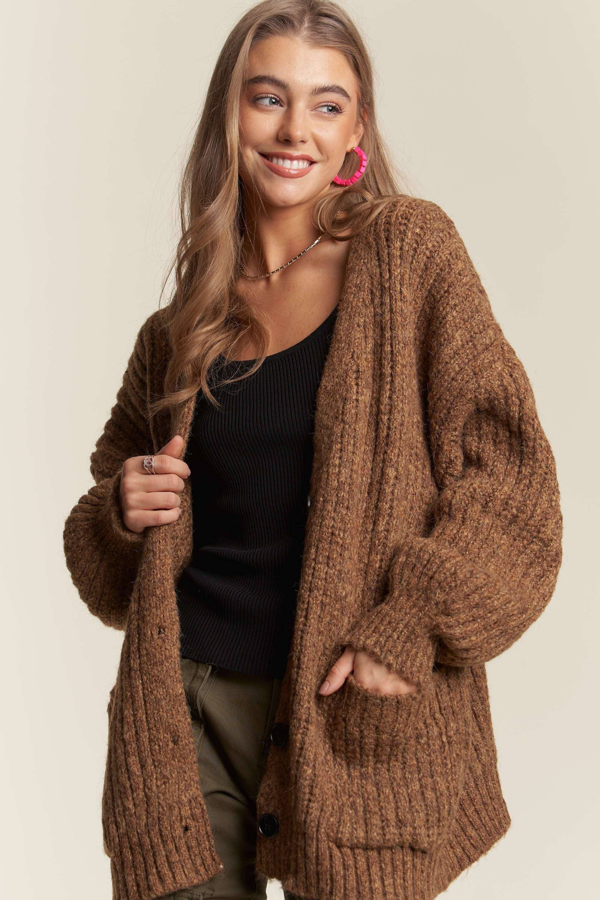 ADORA LA – wholesale Cardigan – Women’s – CESW3441A - BUTTON DOWN COZY SWEATER CARDIGAN0