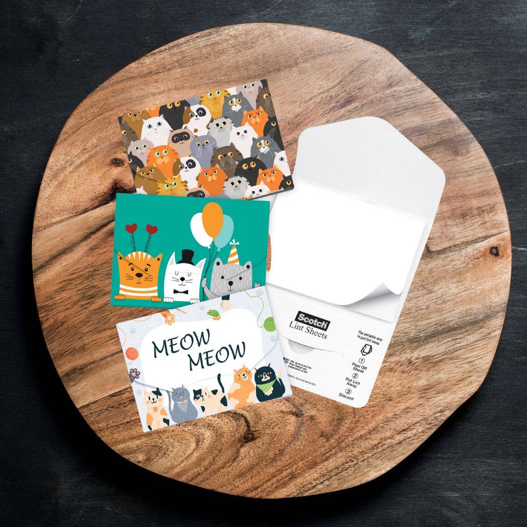 Post-it® Notes Design Series - Wholesale Lint Roller - Scotch™ Lint Sheets Pocket Pack  - So Many Cats lint remover2