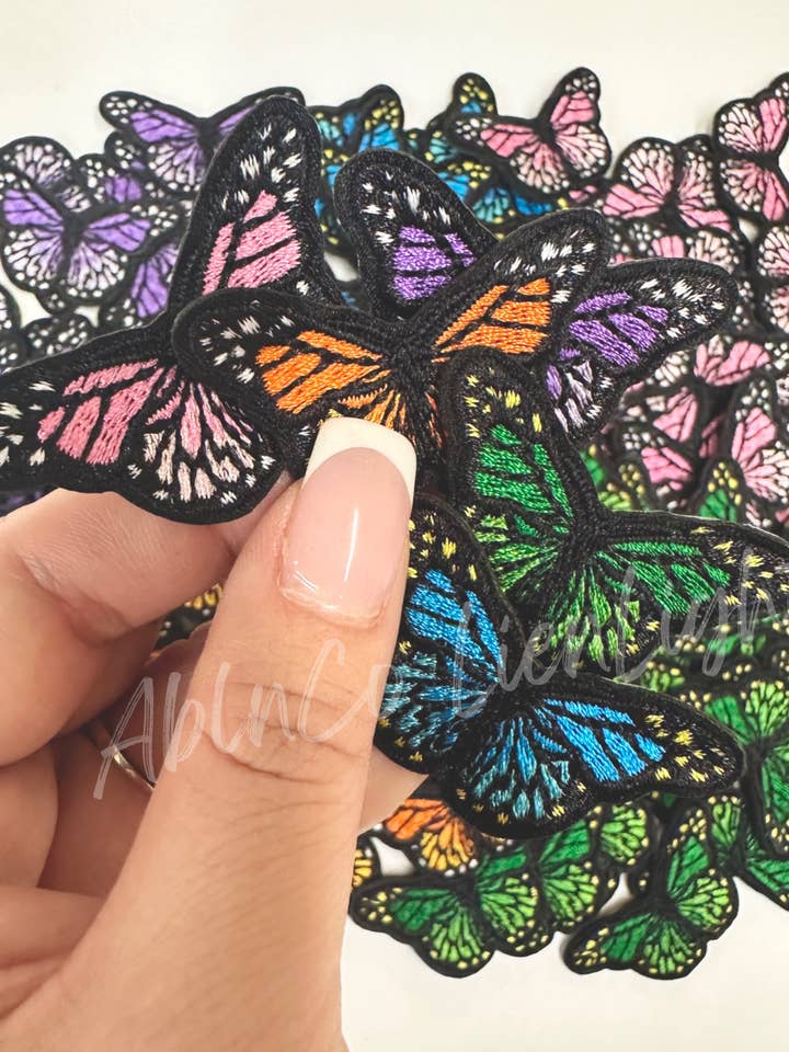 trucker hat patches 1” rainbow butterfly embroidery patch for wholesale by ABLNco