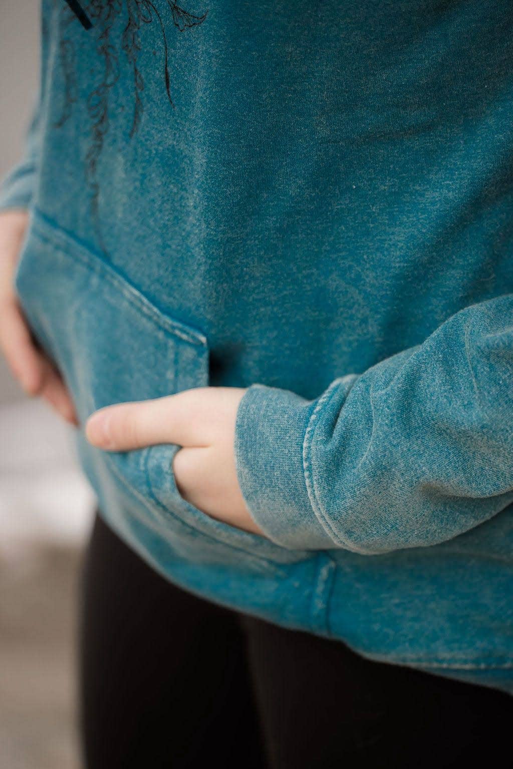 Your Green Kitchen – Engroshandel Hoodie – Kvinder – Hættetrøje/Floral Jellyfish/ Teal Sweatshirt1