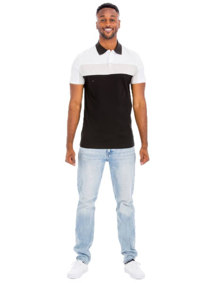 CC Wholesale Clothing - Wholesale Polo - Men's - Color Block Polo Short Sleeve