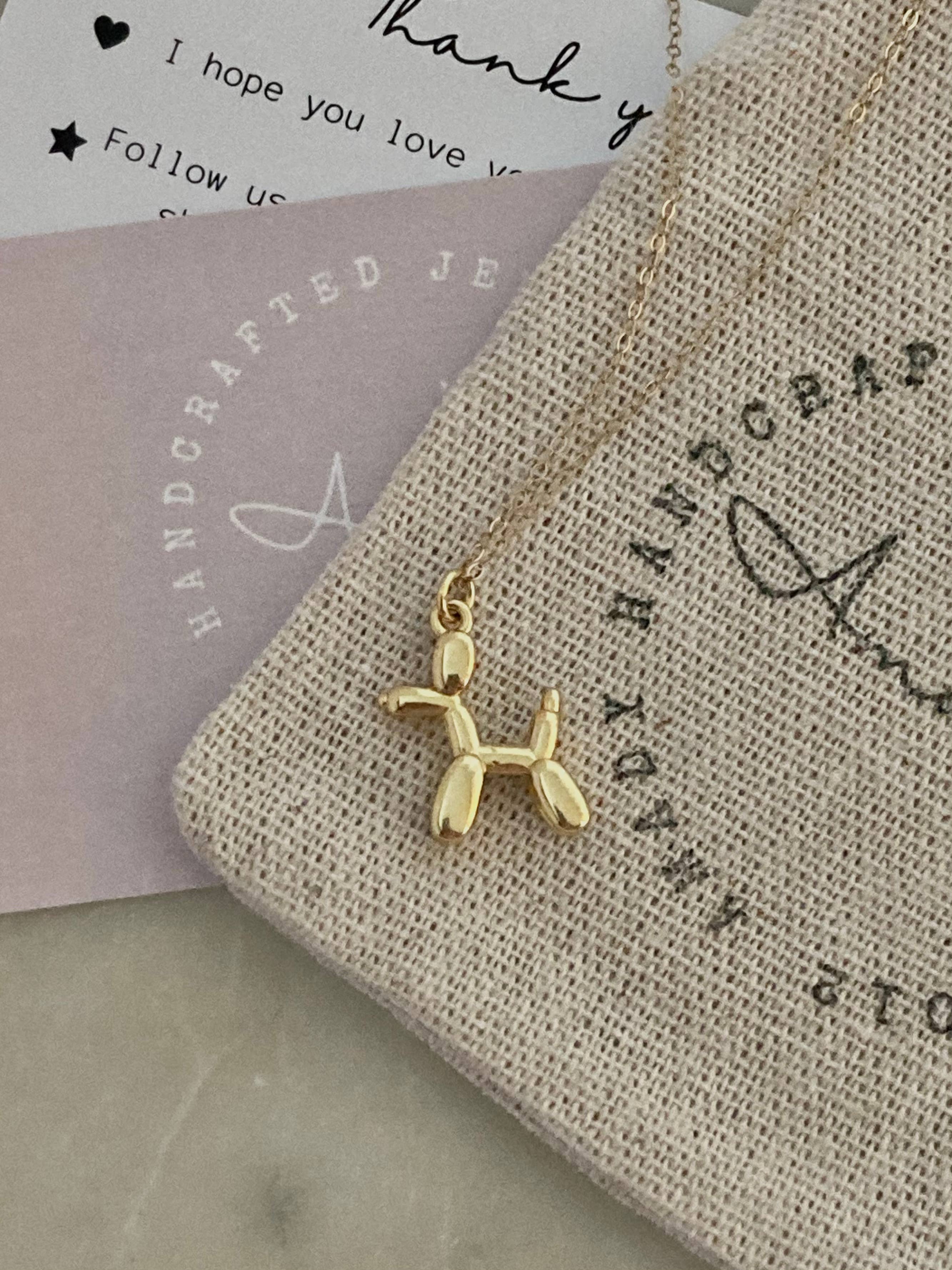 Amady Jewelry – Großhandel Kette mit Anhänger/Charm – Hundehalskette in Ballongold, Welpenballon-Halskette, kleiner Hund1