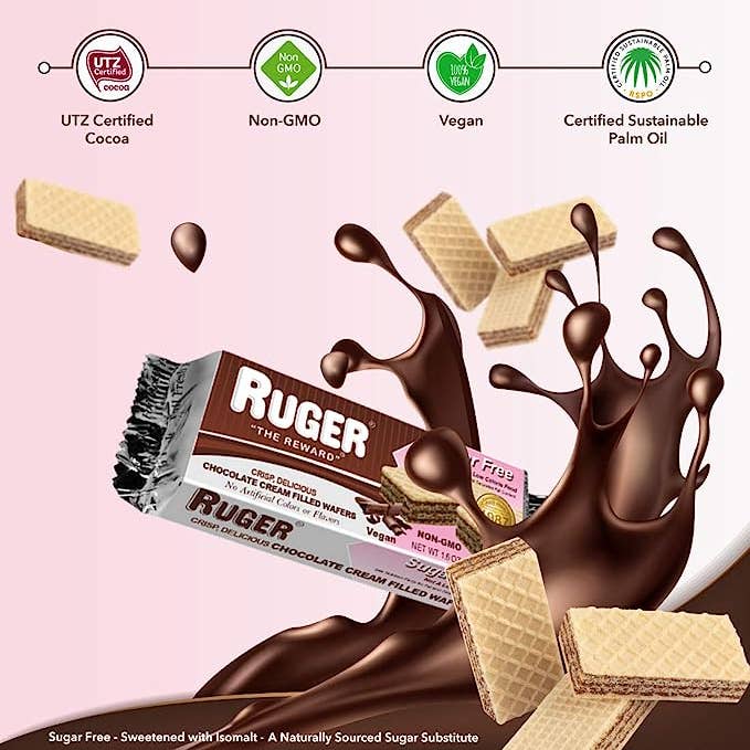 RUGER Austrian Wafers – wholesale Biscuit – Ruger Sugar-Free Austrian Chocolate Wafers 1.6 oz/ 12 CT