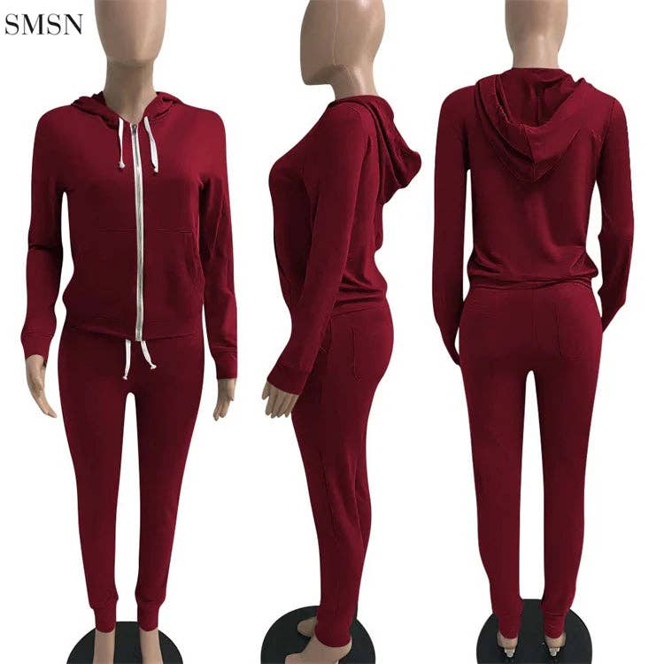 MB Fashion Wholesale - Wholesale Top & Pant Set (NOT Loungewear) - Women's - MB FASHION Zip-Up Hoodie and Jogger Pants Set 12489R25