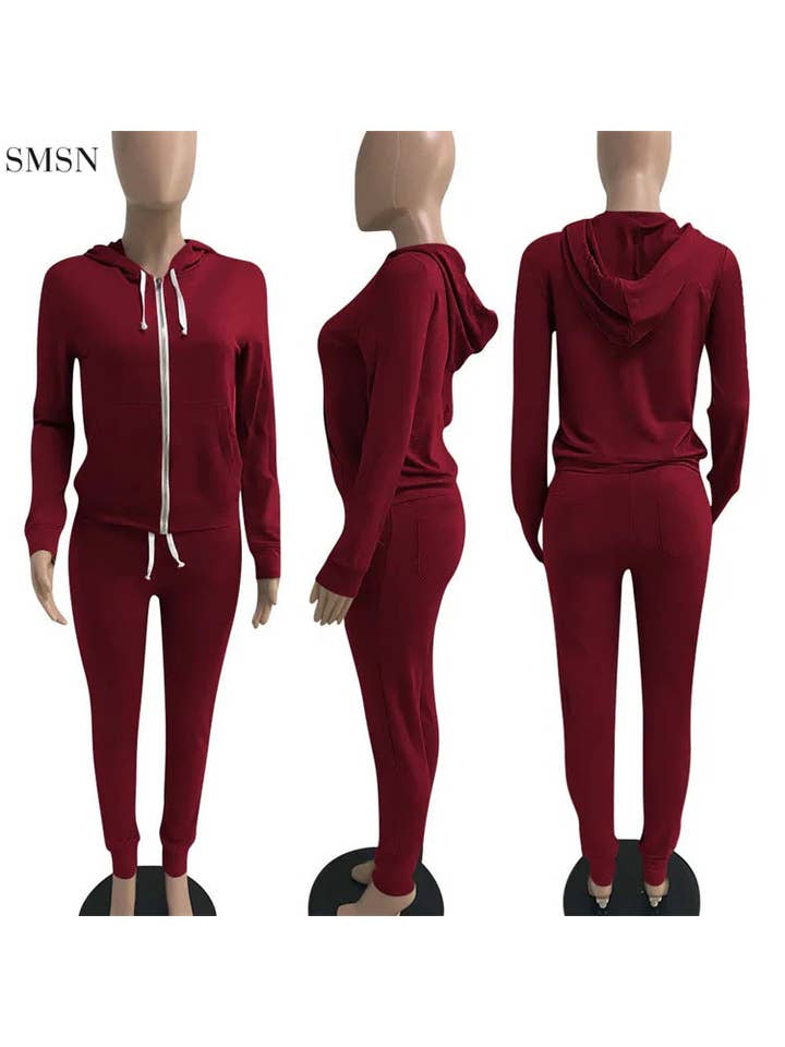 MB Fashion Wholesale - Wholesale Top & Pant Set (NOT Loungewear) - Women's - MB FASHION Zip-Up Hoodie and Jogger Pants Set 12489R25