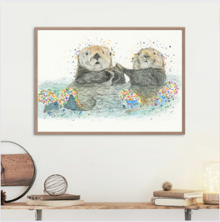 Jen Winnett Eco Artist - Wholesale Art Print - Otters | Signed Art Print | Animal | Artwork | Home | Cute |1