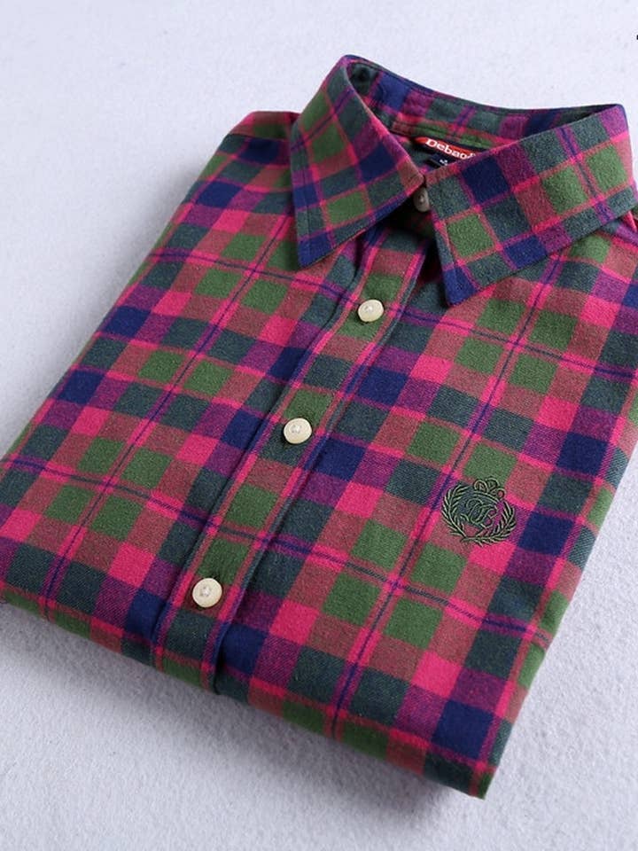 NINEXIS - Wholesale Shirt - Women's - CWTSTL2241_LAPEL BRUSHED FLANNEL THICKENED PLAID SHIRT4