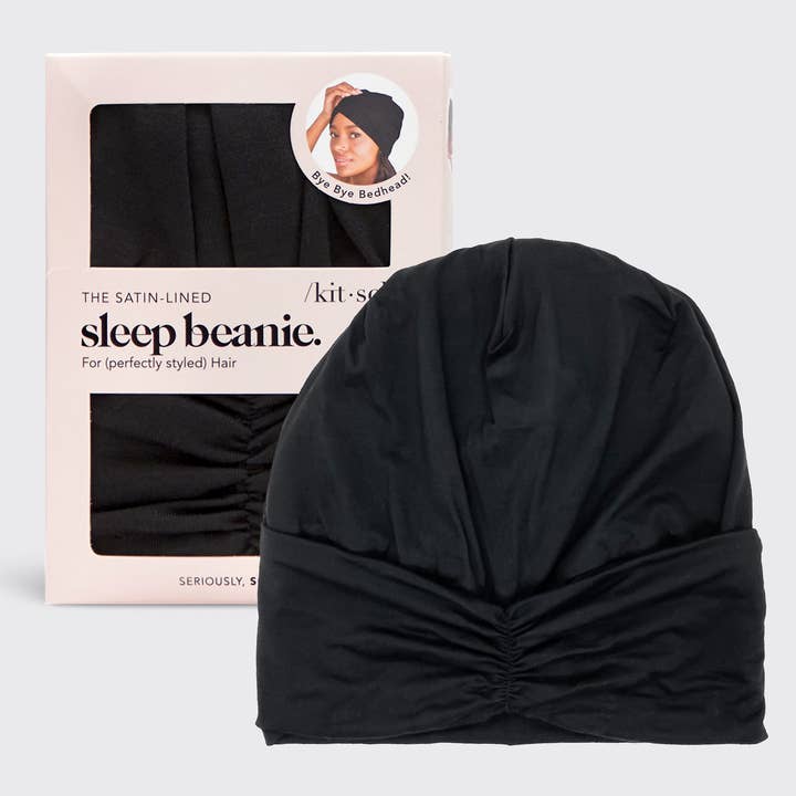 KITSCH - Wholesale Sleep Cap / Bonnet - Women's - Sleep Beanie with Satin lining - Black