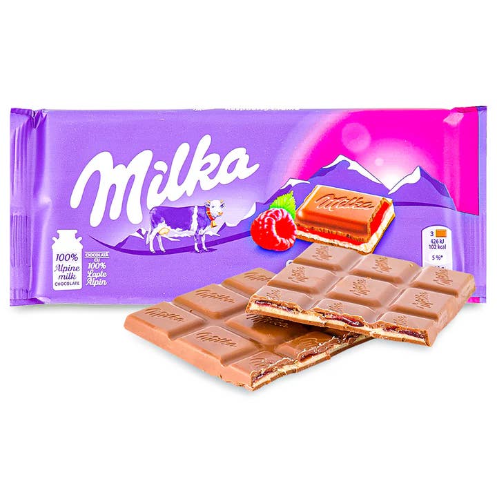 Phoenix Distributions - Wholesale Chocoladereep - MILKA - Framboos 100 gram 2 stuks