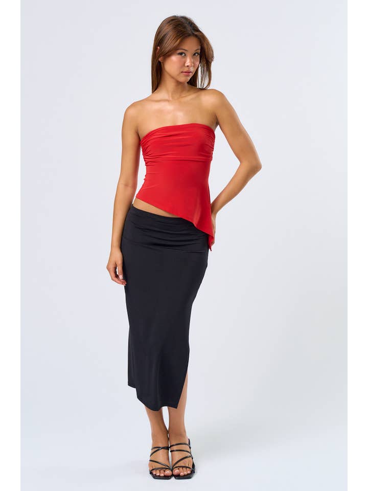 Blue Blush - Wholesale Blouse - Women's - BT20154 ASYMMETRICAL TUBE TOP