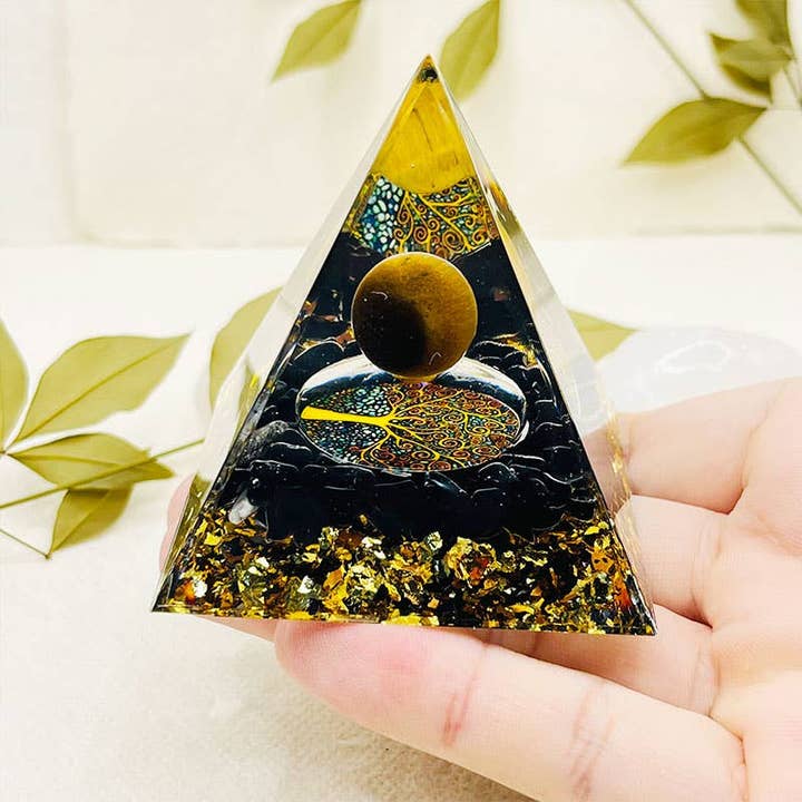GemMeet - Wholesale Spiritual Stone/Crystal - Tiger Eye Sphere & Obsidian Protection Orgone Pyramid3