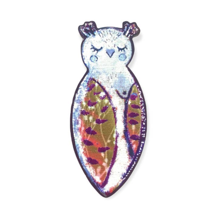 Feminine Anstecknadel in Eulenform, hergestellt in Vermont für den Großhandel von Leopard Frog