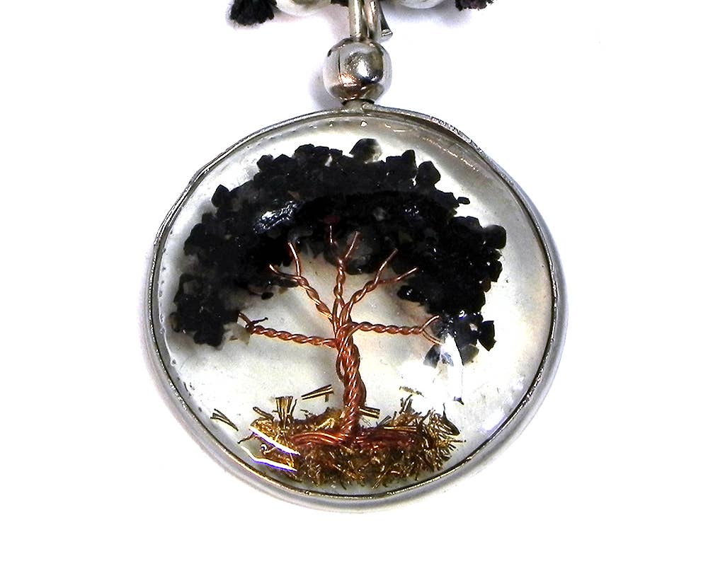 Pichincha - Wholesale Pendant/Charm Necklace - Round Acrylic Chip Stone Inlay Tree of Life Pendant Necklace4
