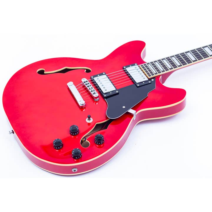 Rouge Grote guitare électrique à corps semi-creux en vente sur Faire2