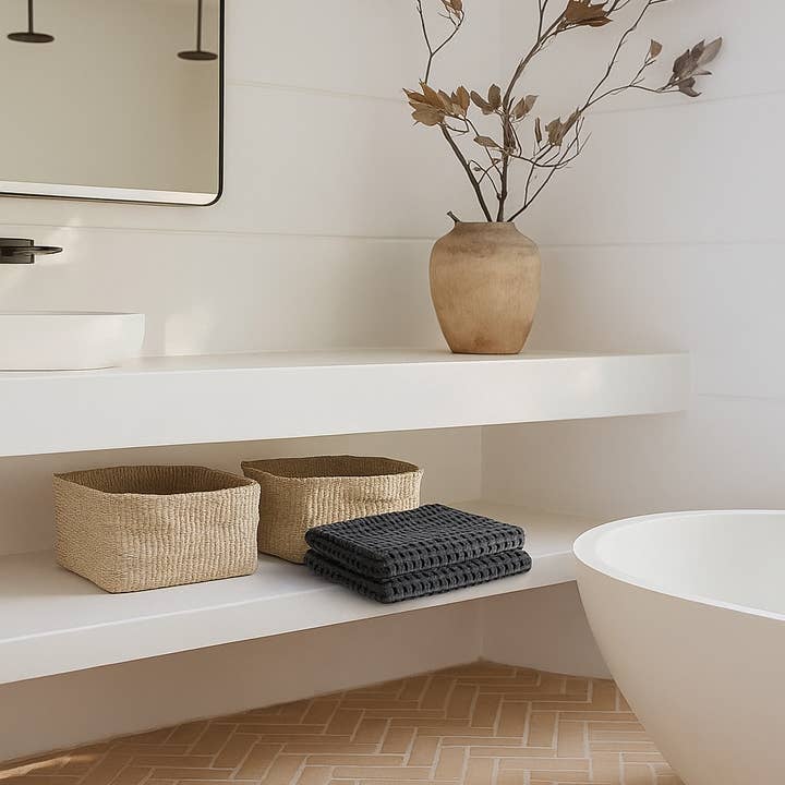 Mama and Tochter - Wholesale Hand towel - 100% Organic Cotton Rustic Waffle Tea/Hand Towel - Charcoal4