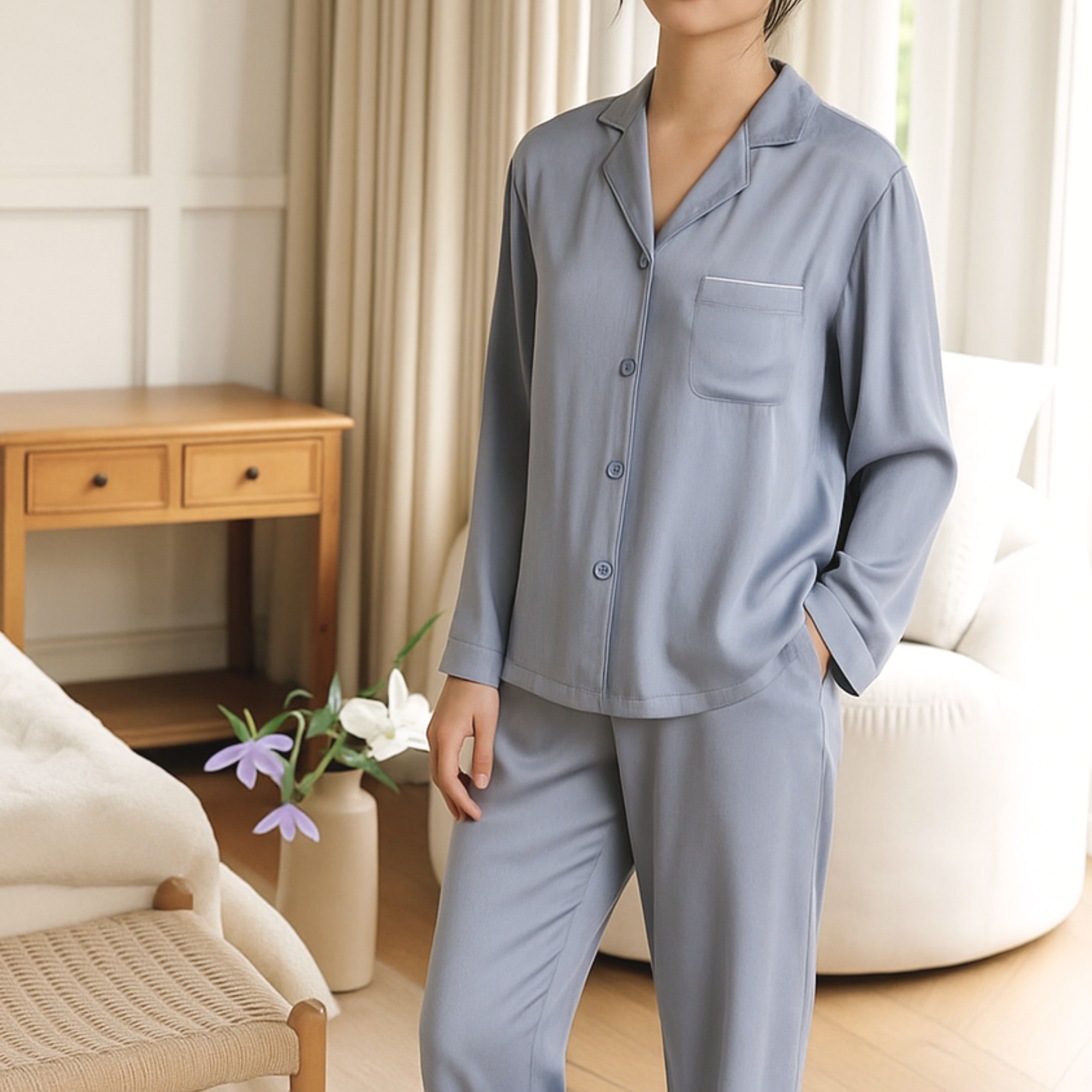 DrifWoo - Wholesale Pyjamaset - Dames - Dames viscose pyjamaset – Alledaags comfort & klassieke stijl14