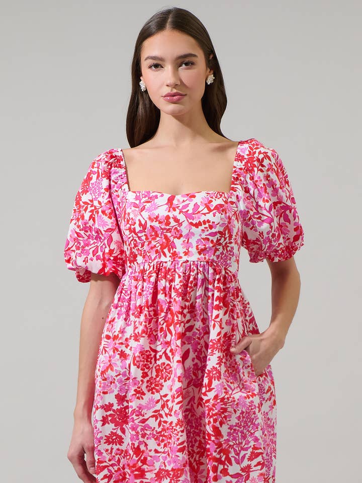 Reidy Floral Samia Smocked Mini Dress for wholesale by Sugarlips