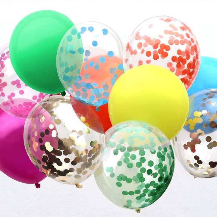Globos de Confeti Arcoíris | Paquete de 12 | Globos de Cumpleaños | para venta al por mayor de Talking Tables EU