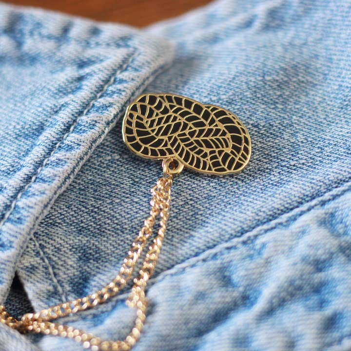 Bound Hard Enamel Gold Collar Pin Shibari Bondage BDSM Kink for wholesale by K.E. Antoloci