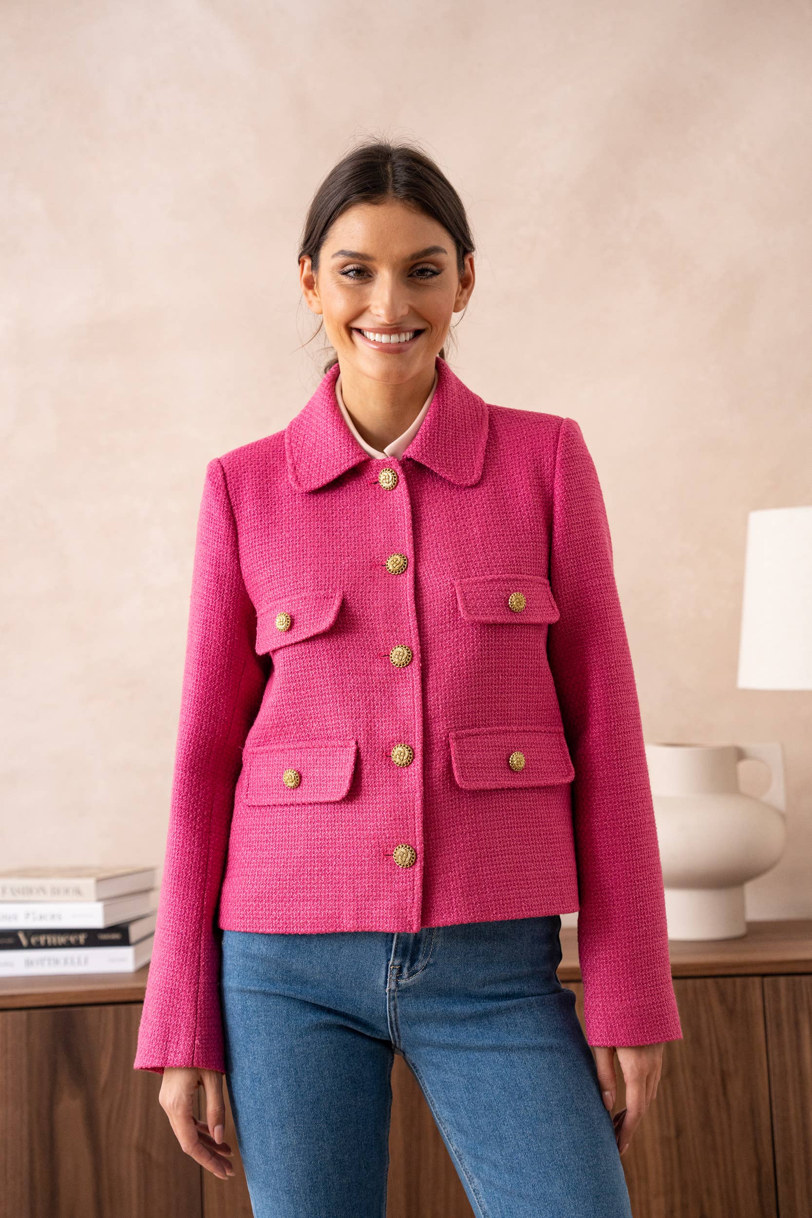 Attentif Paris - Wholesale Jacket - Women's - Straight cut plain tweed jacket23