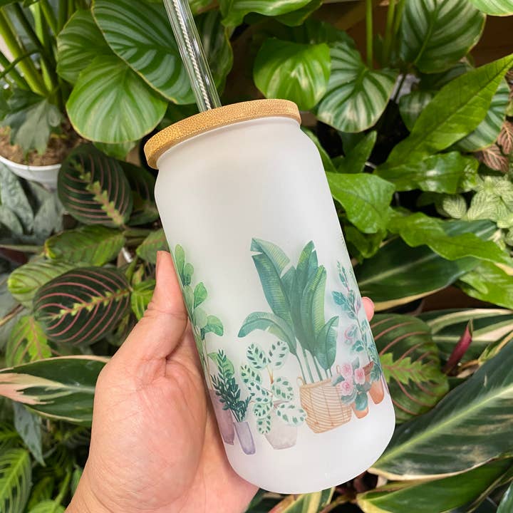 Plant Glass Tumbler, Plant Lover Tumbler, Plant Parent for wholesale by KraftyKathyDesignsCo