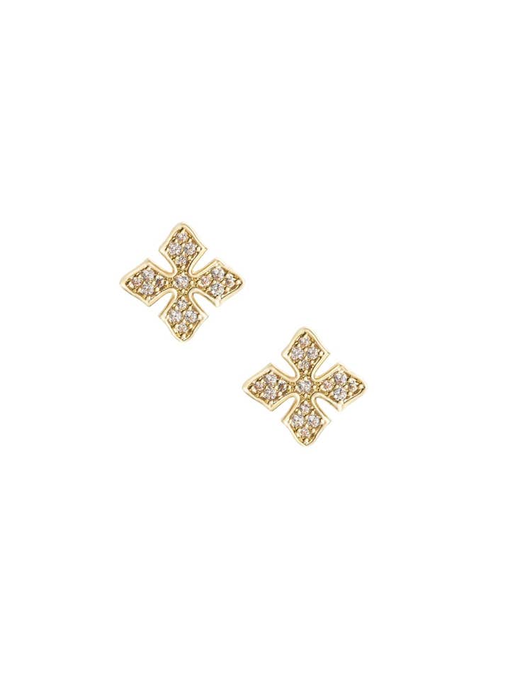 Shine Bright Cross Stud Earrings in Gold for wholesale by Natalie Wood Designs