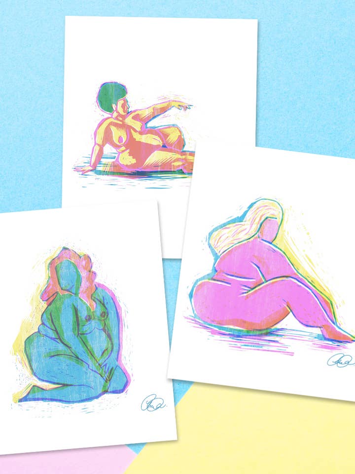 Woodcut Hotties Print Pack for wholesale by Chub Rub