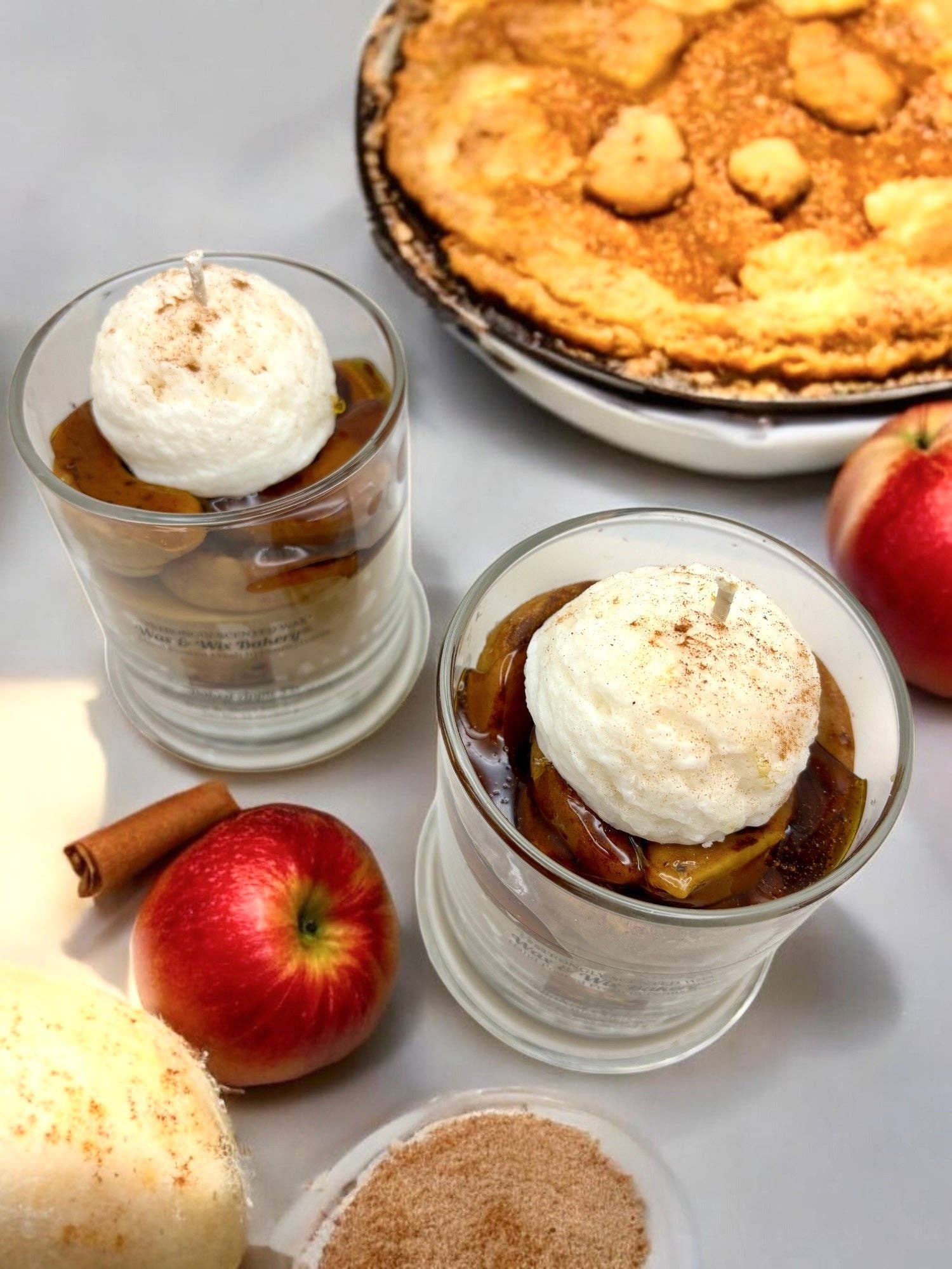 Wax and Wix Bakery® - Wholesale Jar/Filled Candle - Baked Apple Pie Candle. 13 oz. Large Soy Dessert Candle3