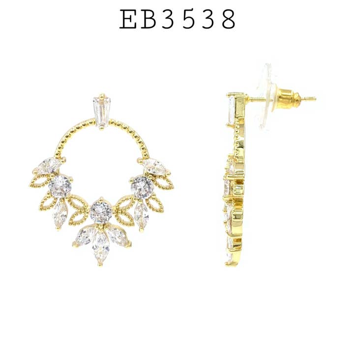 Cubic Zirconia Earrings in Brass for wholesale by Nisso & Co. NYC Jewelry Wholesale