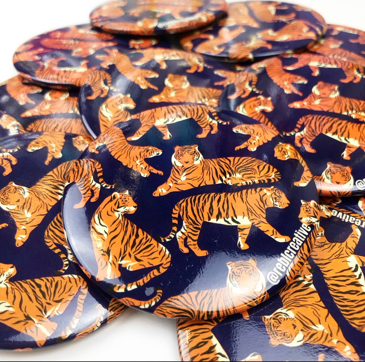 REBL Creative - Wholesale Lapel Pin/Button - Tiger Lounge - Navy - Game Day Button0