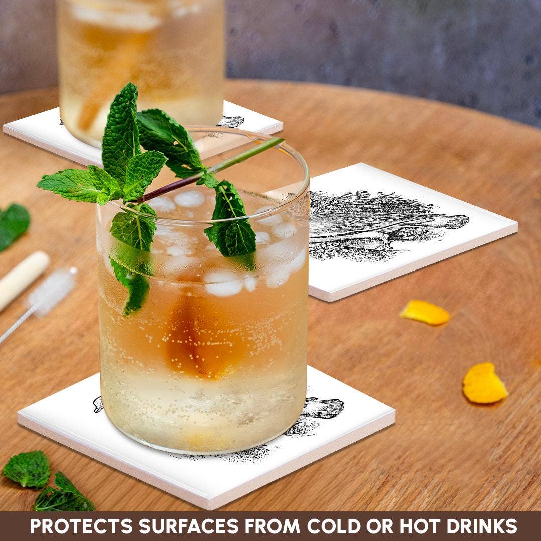 3dRose – Engroshandel Bordskånere – 3dRose, Vintage Trædue Kunst Illustration vilde dyr for fugleelsker, Bordskåner2