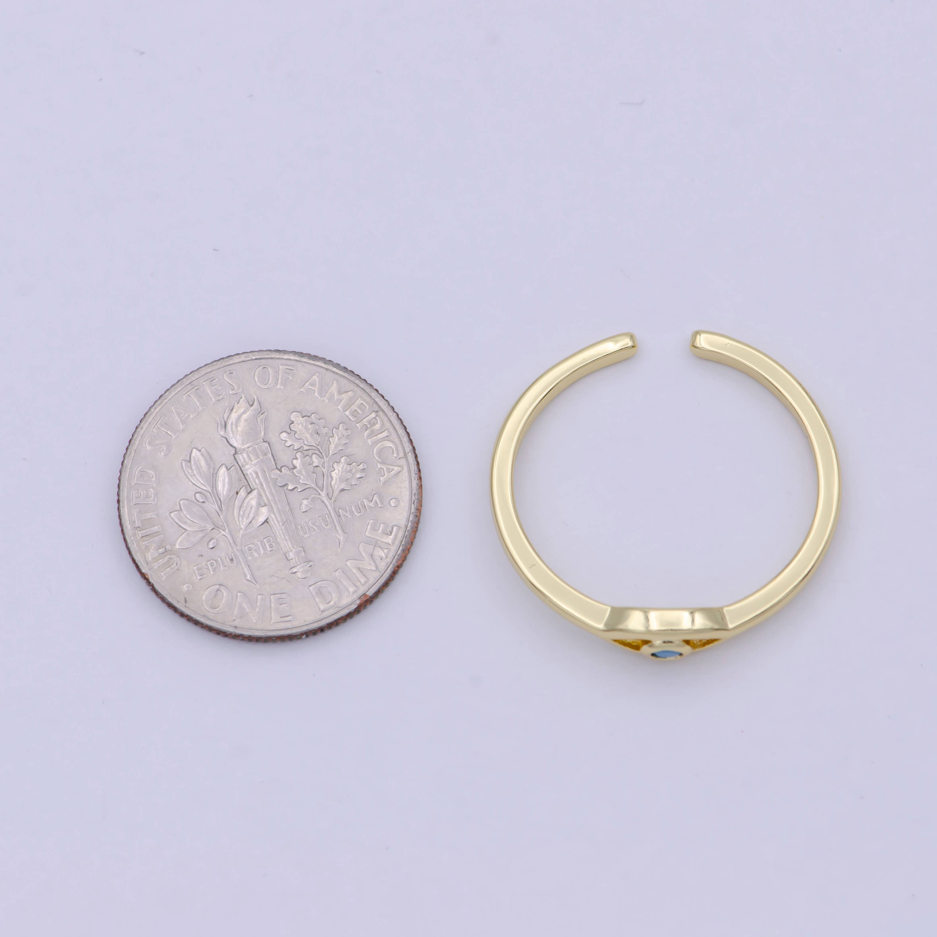 Aim Eternal - Vendita all'ingrosso Anelli con pietra singola/solitario - Anello in oro minimalista sottile con pietra malocchio in cristallo CZ colorato7